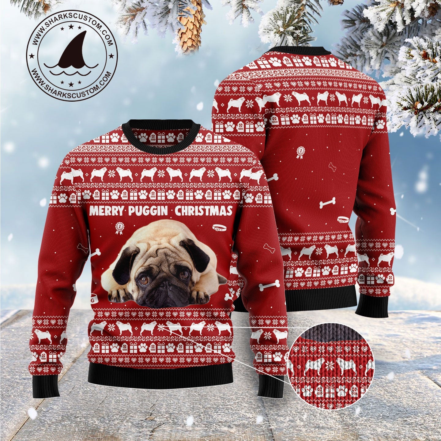 litzzy Merry Puggin Christmas G5112 Ugly Christmas Sweater -  Best Gift For Christmas, Noel Malalan - Christmas Signature sweater   