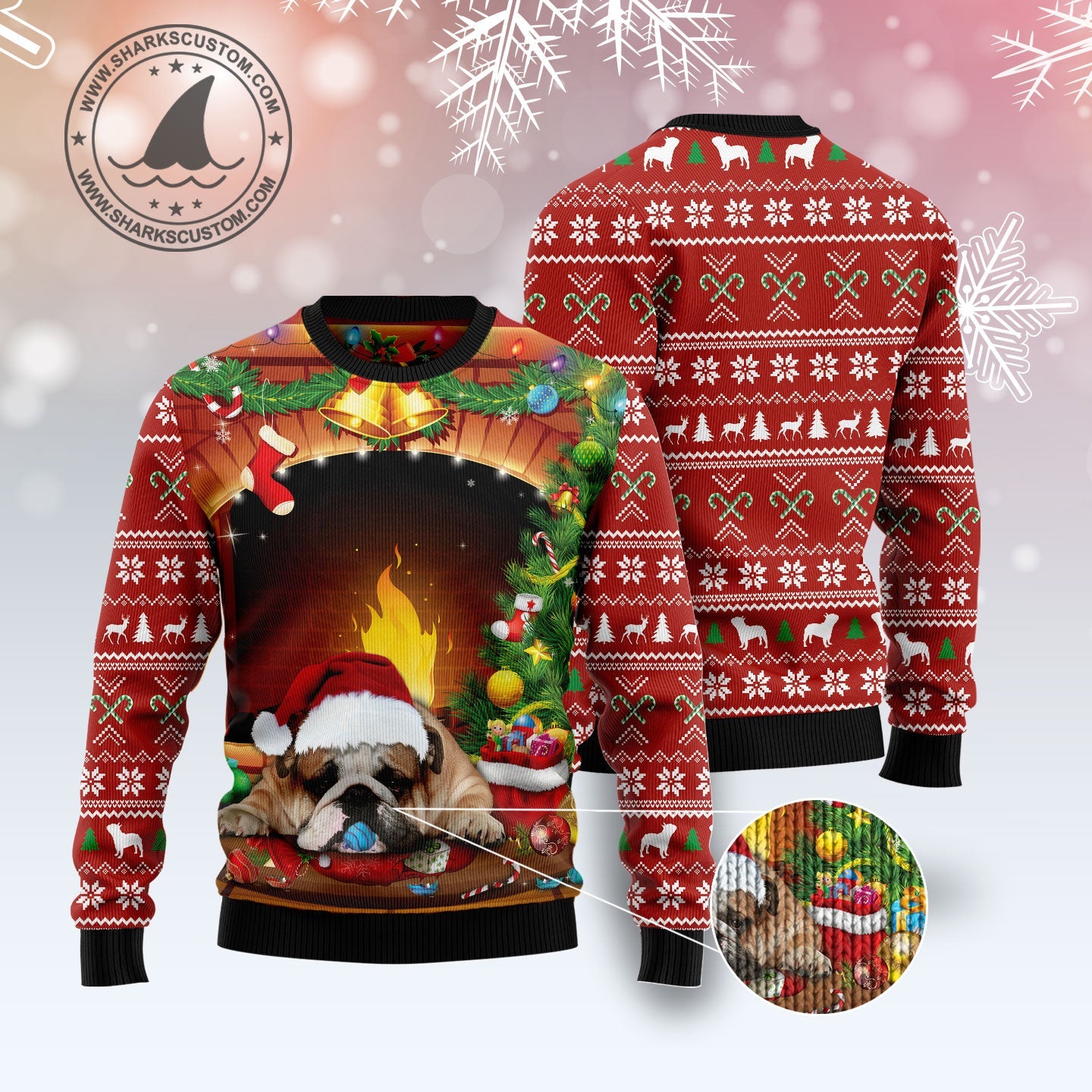 litzzy Sleeping Bulldog Christmas TG51014 - Ugly Christmas Sweater -  Best Gift For Christmas, Noel Malalan - Christmas Signature sweater   