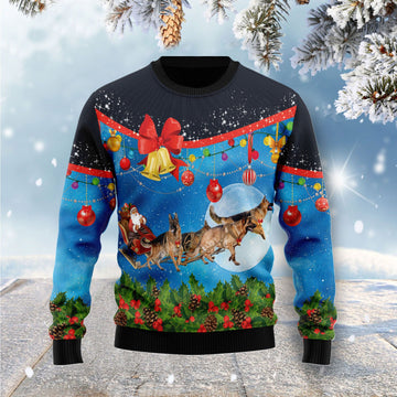 litzzy German Shepherd Sleigh G5114 Ugly Christmas Sweater -  Best Gift For Christmas, Noel Malalan - Christmas Signature sweater   