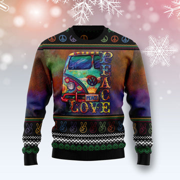 litzzy Hippie Peace Love G51110 Ugly Christmas Sweater -  Best Gift For Christmas, Noel Malalan - Christmas Signature sweater   