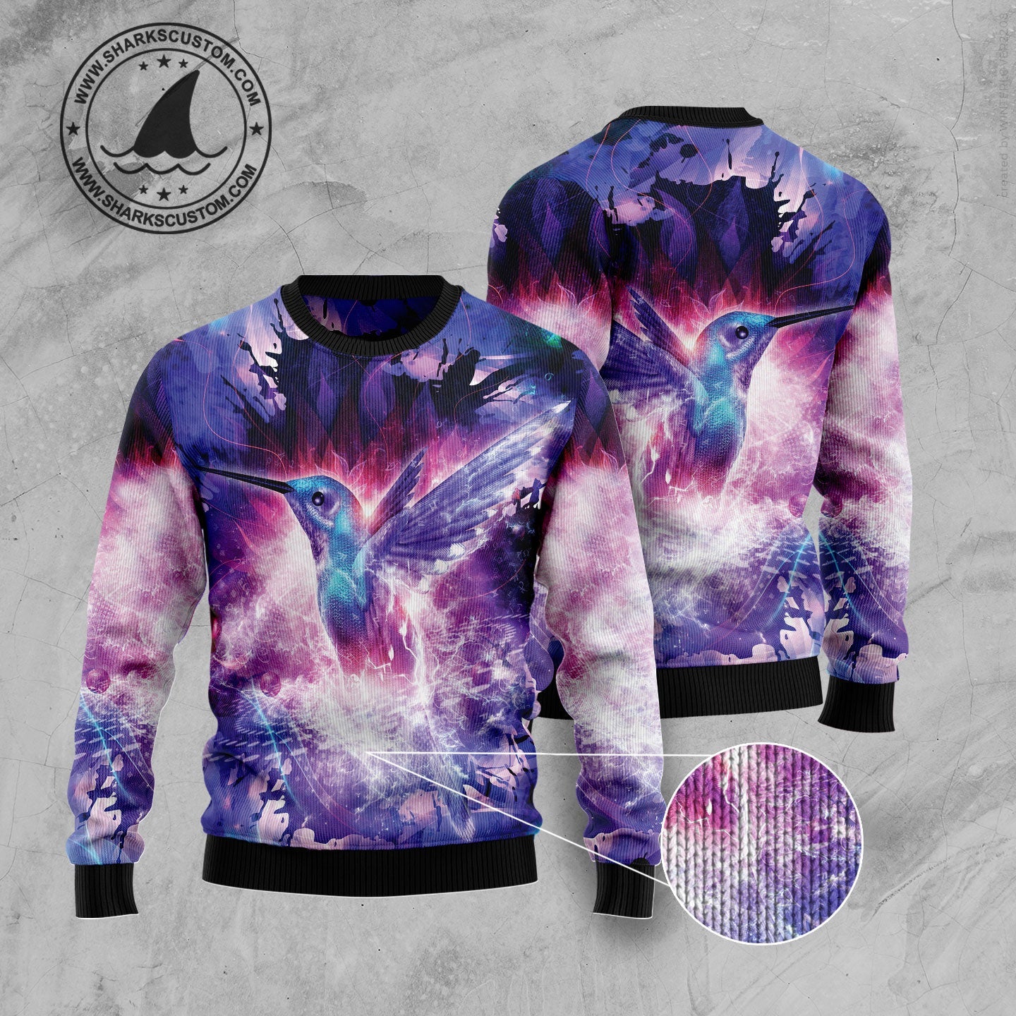 litzzy Purple Hummingbird G5115 Ugly Christmas Sweater -  Best Gift For Christmas, Noel Malalan - Christmas Signature sweater   