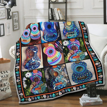 litzzy Ukelele Fleece Blanket HST19103493 Fleece Blanket   