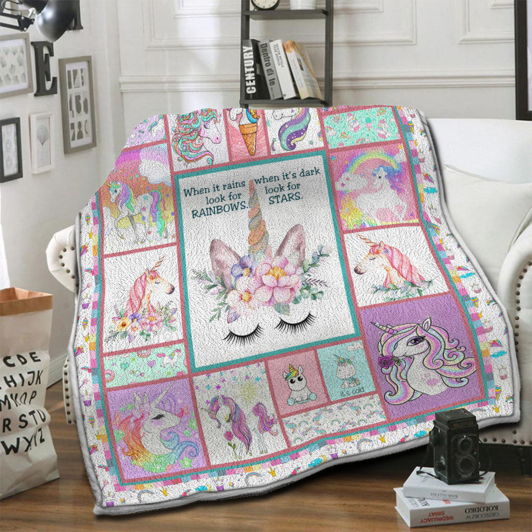 litzzy Unicorn Fleece Blanket HST19104103 Fleece Blanket   