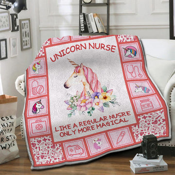 litzzy Unicorn Nurse Fleece Blanket HST19103953 Fleece Blanket   