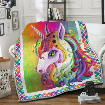 litzzy Unicorn HQT16101245 Fleece Blanket Fleece Blanket   