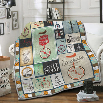 litzzy Unicycle Fleece Blanket HST1910992 Fleece Blanket   