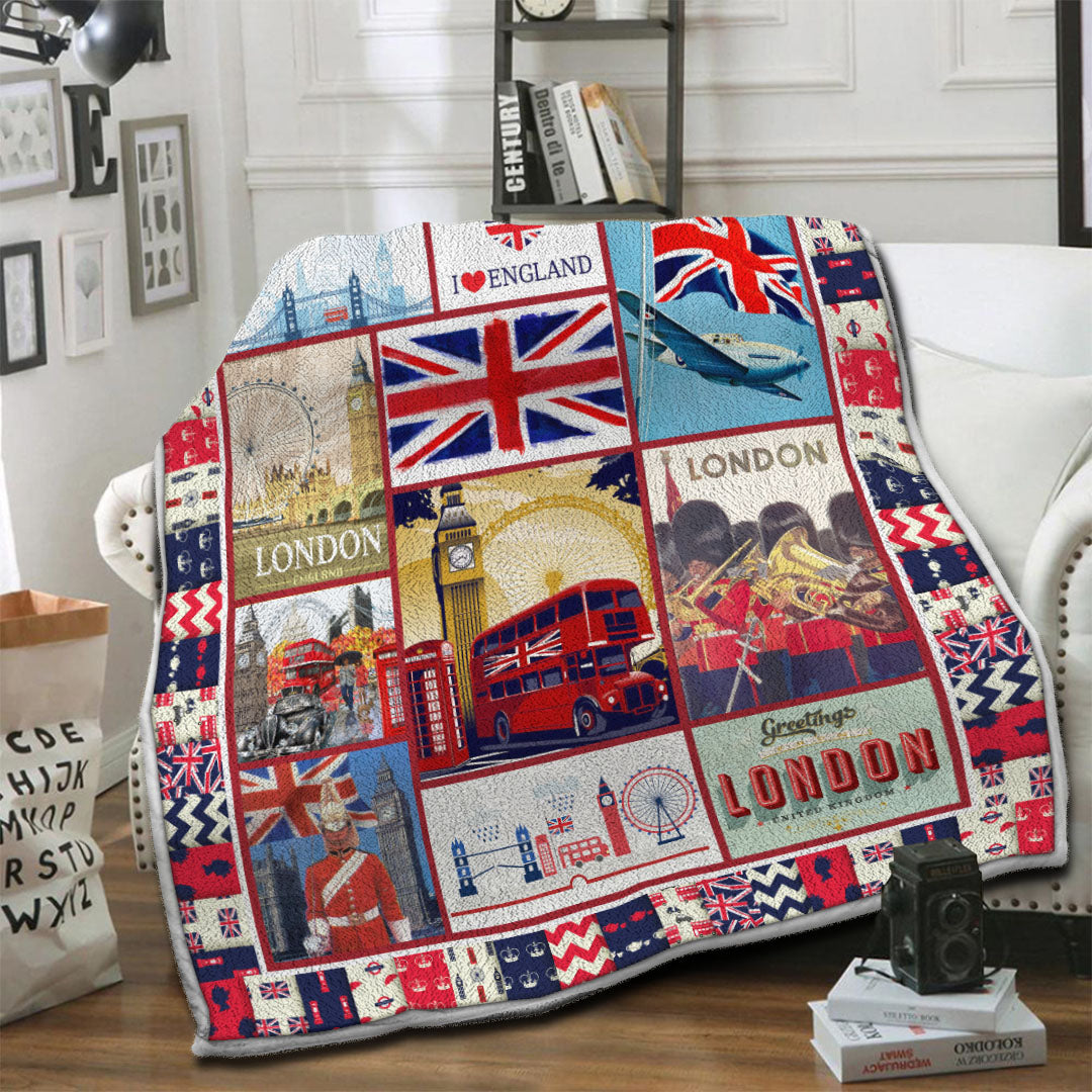 litzzy United Kingdom Fleece Blanket HST19103496 Fleece Blanket   