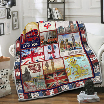 litzzy United Kingdom Fleece Blanket HST19103497 Fleece Blanket   