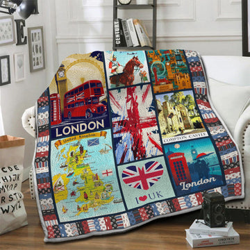 litzzy United Kingdom Fleece Blanket HST19103498 Fleece Blanket   