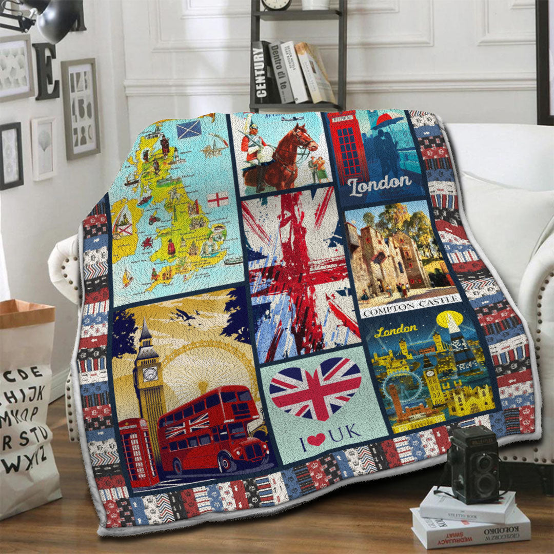 litzzy United Kingdom Fleece Blanket HST19103499 Fleece Blanket   