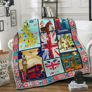 litzzy United Kingdom Fleece Blanket HST19103500 Fleece Blanket   