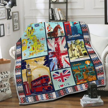 litzzy United Kingdom Fleece Blanket HST19103501 Fleece Blanket   