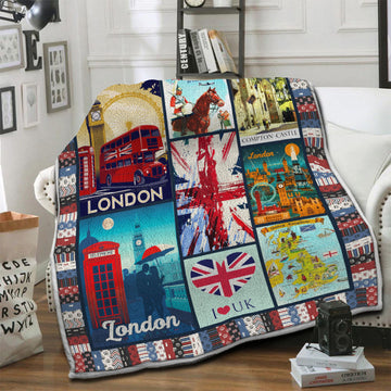 litzzy United Kingdom Fleece Blanket HST19103502 Fleece Blanket   