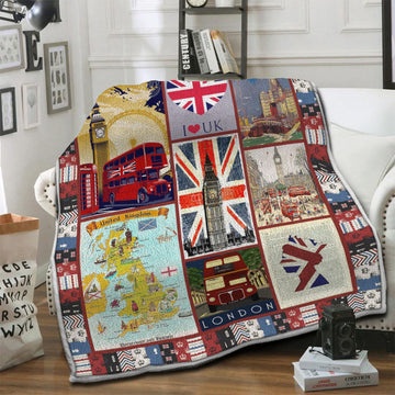litzzy United Kingdom Fleece Blanket HST19103503 Fleece Blanket   