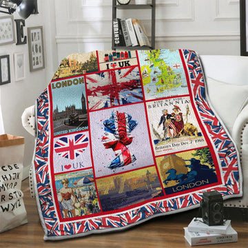 litzzy United Kingdom Fleece Blanket HST19103504 Fleece Blanket   