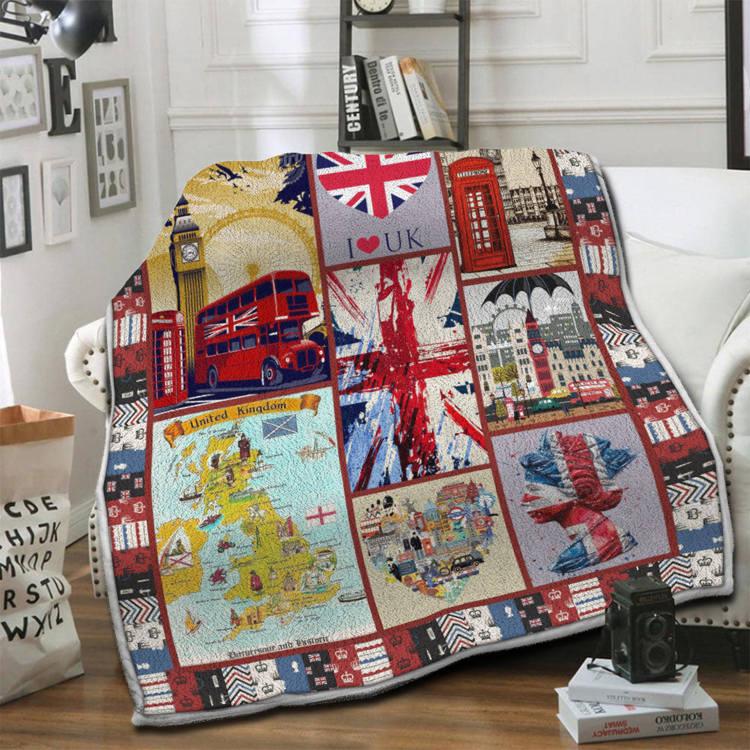 litzzy United Kingdom Fleece Blanket HST19103505 Fleece Blanket   