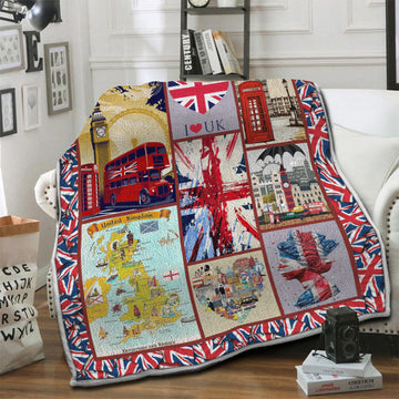 litzzy United Kingdom Fleece Blanket HST19103506 Fleece Blanket   