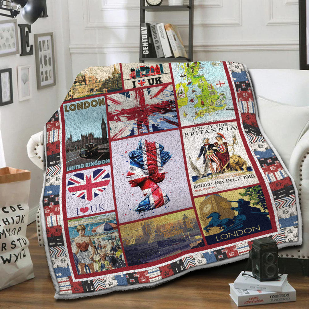 litzzy United Kingdom Fleece Blanket HST19103507 Fleece Blanket   