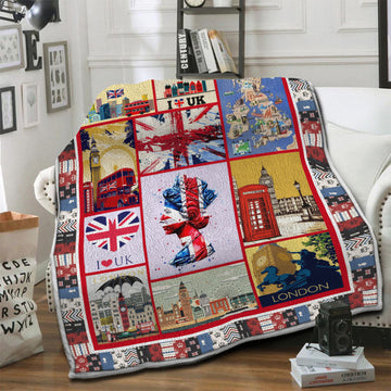 litzzy United Kingdom Fleece Blanket HST19103508 Fleece Blanket   