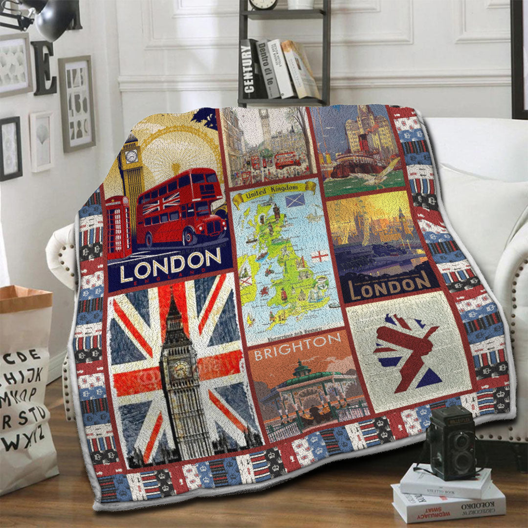 litzzy United Kingdom Fleece Blanket HST19103510 Fleece Blanket   
