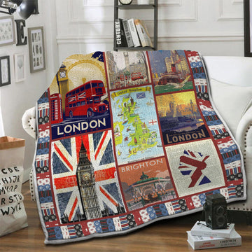 litzzy United Kingdom Fleece Blanket HST19103510 Fleece Blanket   