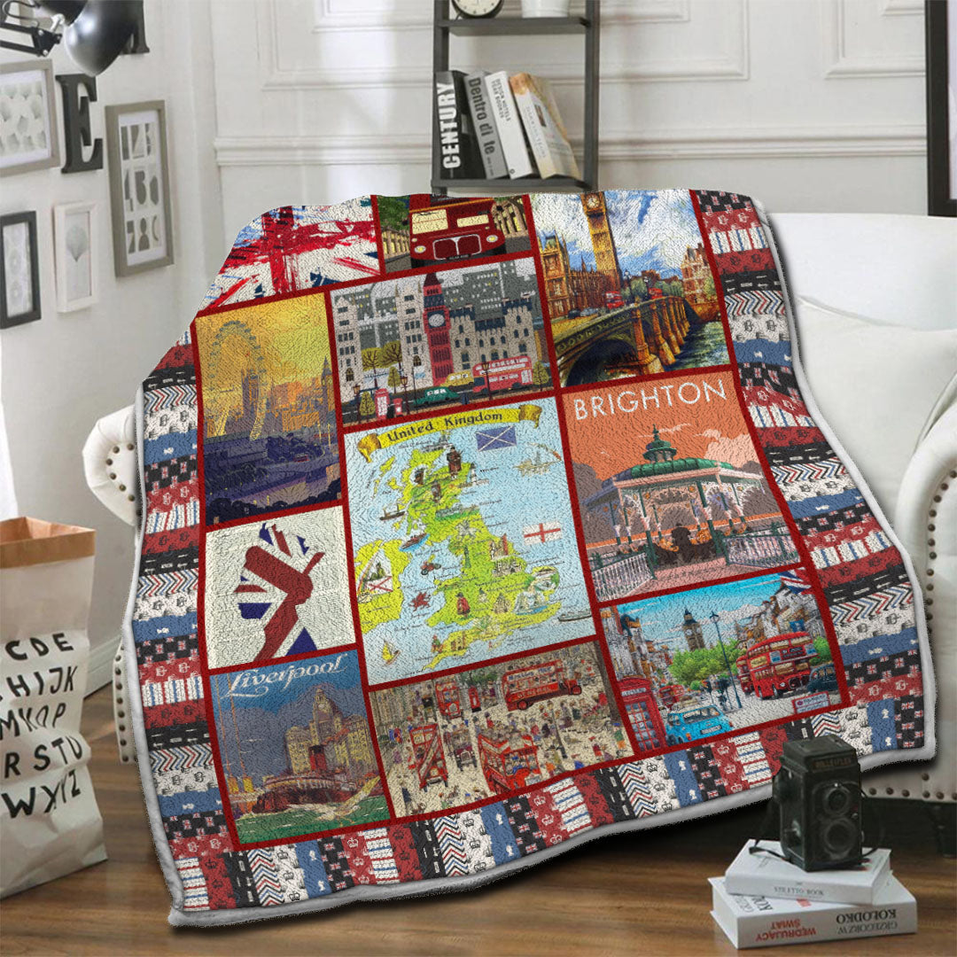 litzzy United Kingdom Fleece Blanket HST19103511 Fleece Blanket   