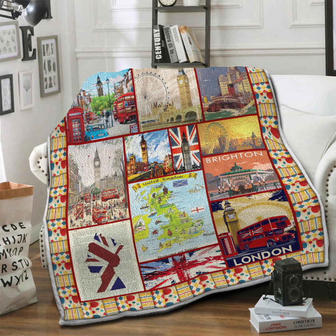 litzzy United Kingdom Fleece Blanket HST19103512 Fleece Blanket   
