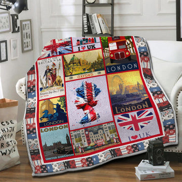 litzzy United Kingdom Fleece Blanket HST19103513 Fleece Blanket   