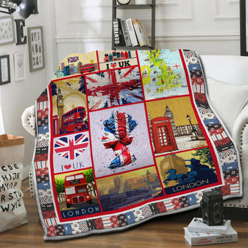 litzzy United Kingdom Fleece Blanket HST19103514 Fleece Blanket   