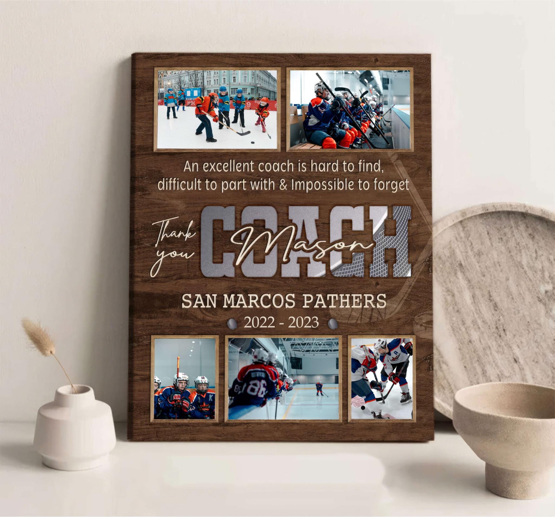 litzzy Ice Hockey Coach Appreciation Gift, Birthday Gift, Thank you gift Canvas wall art for Living Room Canvas Wall Art   