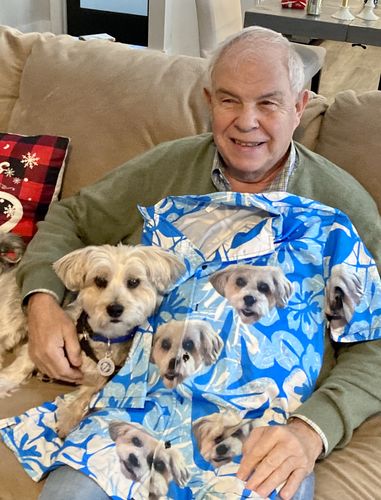 litzzy Custom Leaves & Flowers Pattern Short-Sleeve Hawaiian Shirt (Blue Color) DC32777VTN Hawaii Shirt   