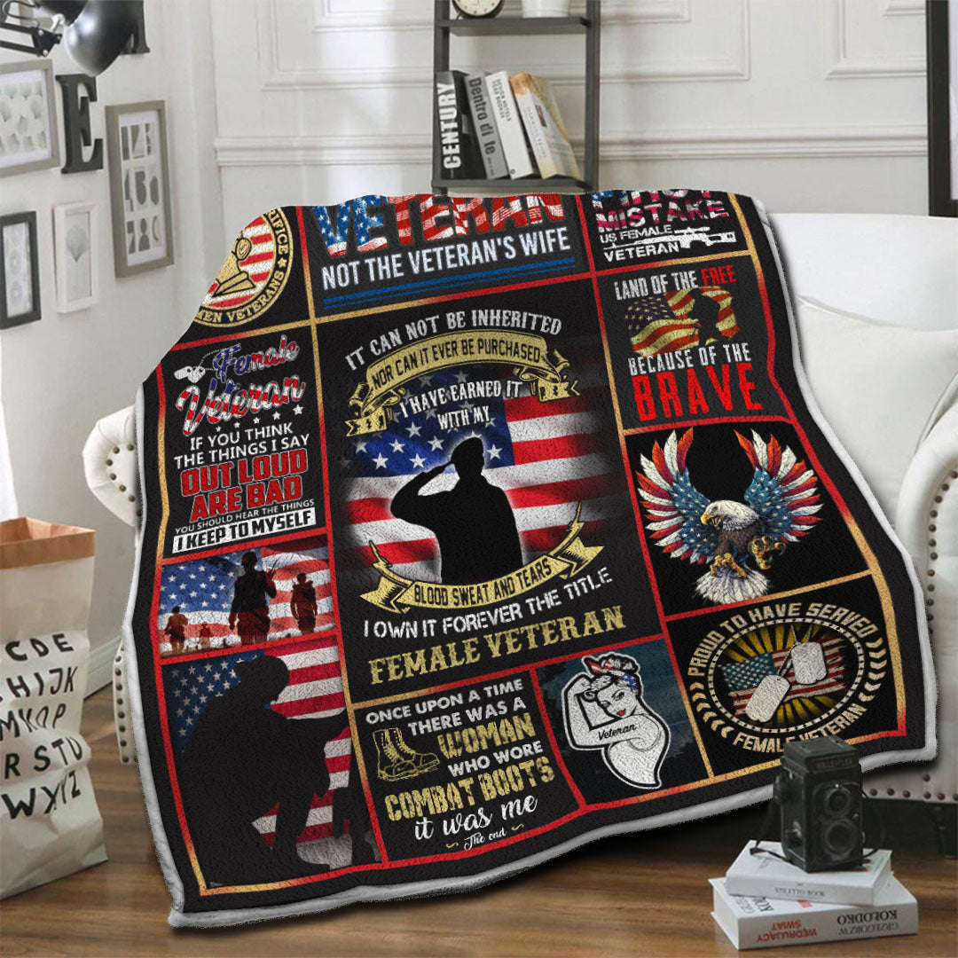 litzzy Veteran Fleece Blanket HST19102585 Fleece Blanket   