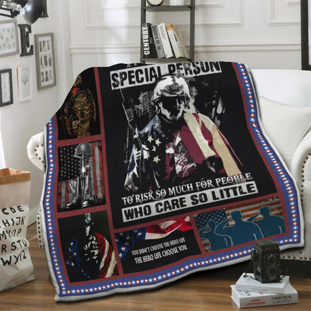 litzzy Veteran Fleece Blanket HST19103960 Fleece Blanket   