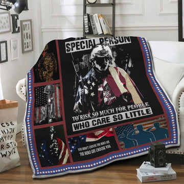 litzzy Veteran Fleece Blanket HST19103960 Fleece Blanket   