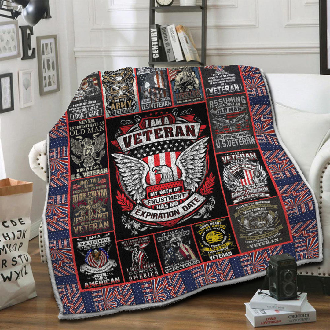 litzzy Veteran Fleece Blanket HST1910790 Fleece Blanket   