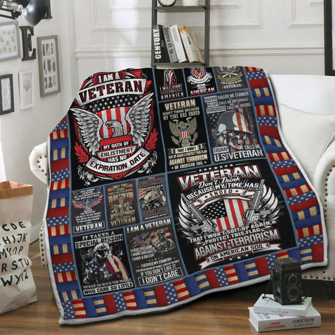 litzzy Veteran Fleece Blanket HST1910791 Fleece Blanket   