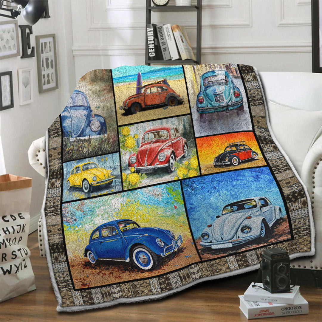 litzzy Vintage Bug Fleece Blanket HST1910451 Fleece Blanket   