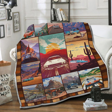 litzzy Vintage Travel Fleece Blanket HST1910452 Fleece Blanket   