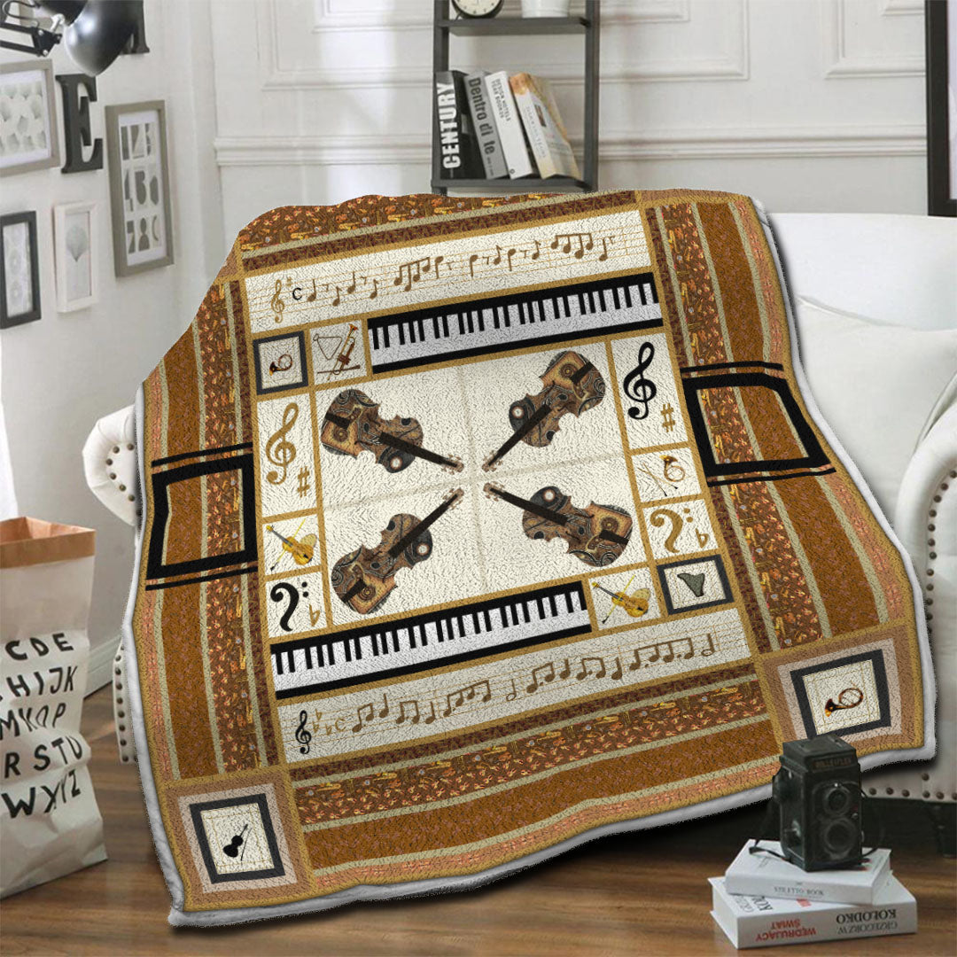 litzzy Violin Fleece Blanket HST19101397 Fleece Blanket   