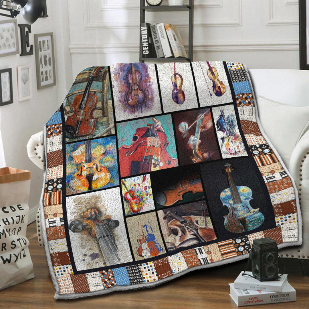 litzzy Violin Fleece Blanket HST19101932 Fleece Blanket   