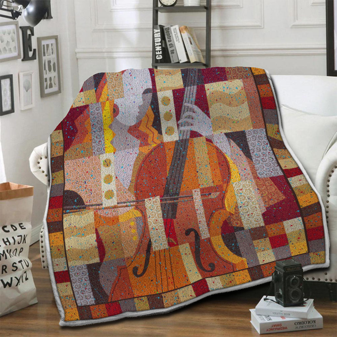 litzzy Violin Fleece Blanket HST19101933 Fleece Blanket   