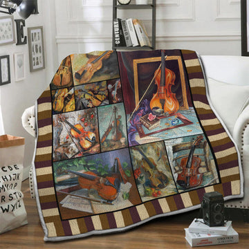 litzzy Violin Fleece Blanket HST19101935 Fleece Blanket   