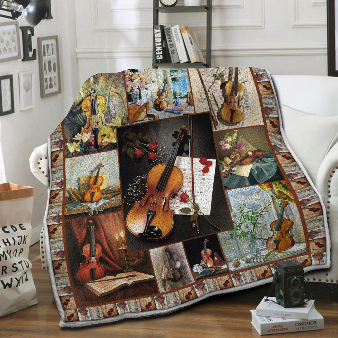 litzzy Violin Fleece Blanket HST19101937 Fleece Blanket   