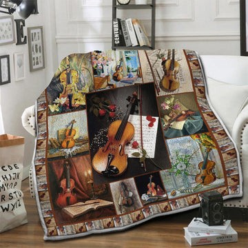 litzzy Violin Fleece Blanket HST19101937 Fleece Blanket   