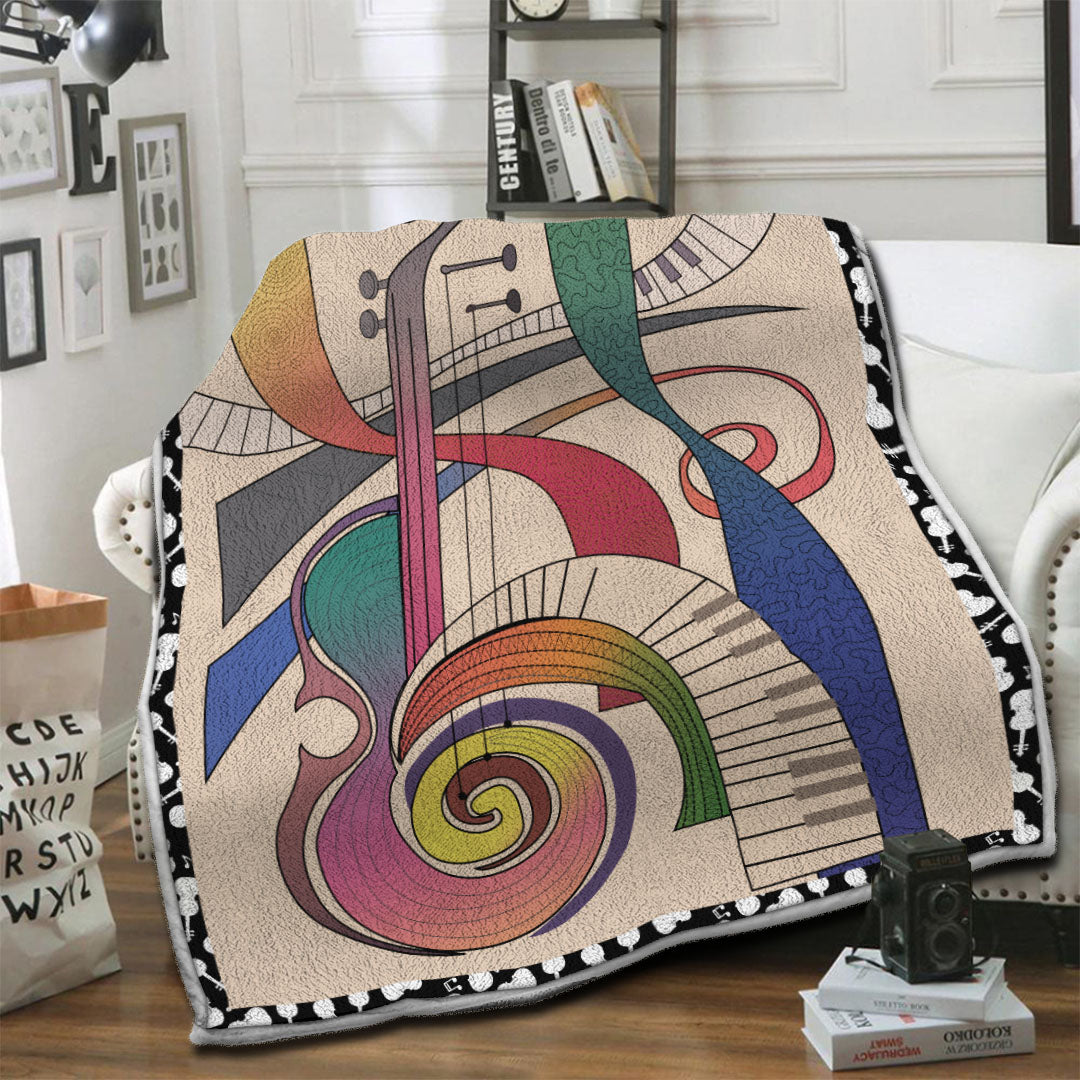 litzzy Violin Fleece Blanket HST19103966 Fleece Blanket   