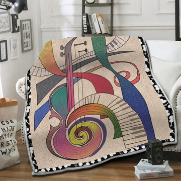 litzzy Violin Fleece Blanket HST19103966 Fleece Blanket   