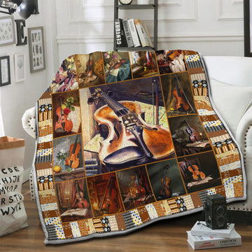 litzzy Violin Fleece Blanket HST1910792 Fleece Blanket   