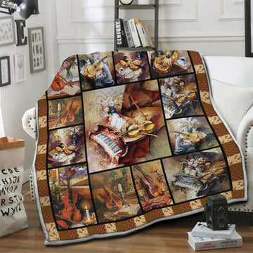 litzzy Violin Fleece Blanket HST1910993 Fleece Blanket   