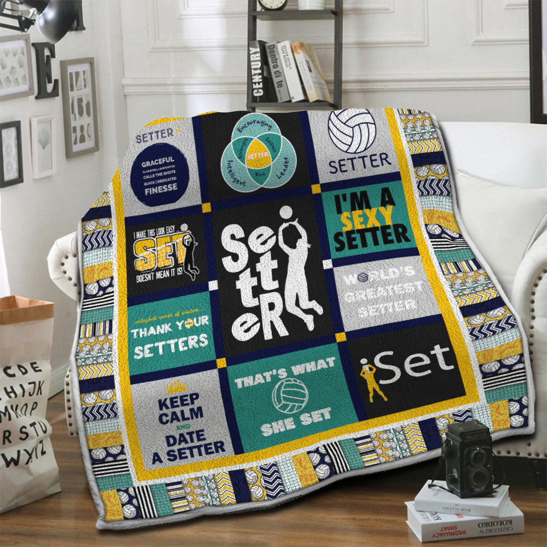litzzy Volleyball Setter Fleece Blanket HST1910995 Fleece Blanket   