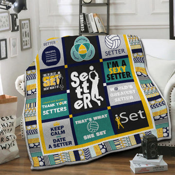 litzzy Volleyball Setter Fleece Blanket HST1910995 Fleece Blanket   